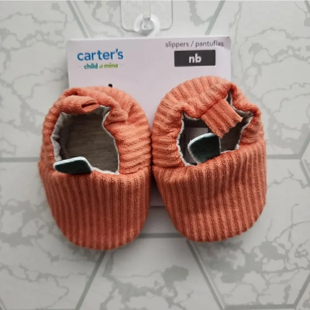 Nwt Infant Halloween Thanksgiving PUMPKIN Falloween Slippers, Size NB
